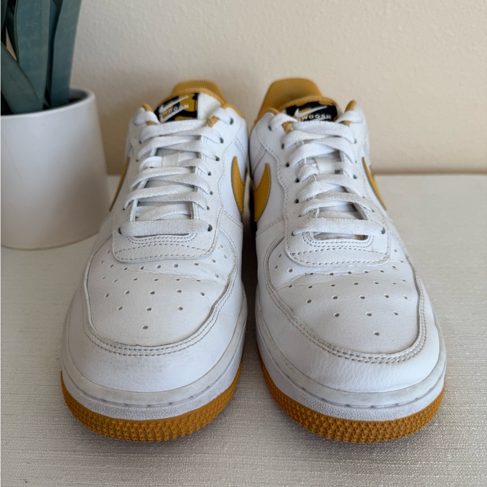Nike Air White/Gold Leather Casual Sneakers - Picture 5 of 12